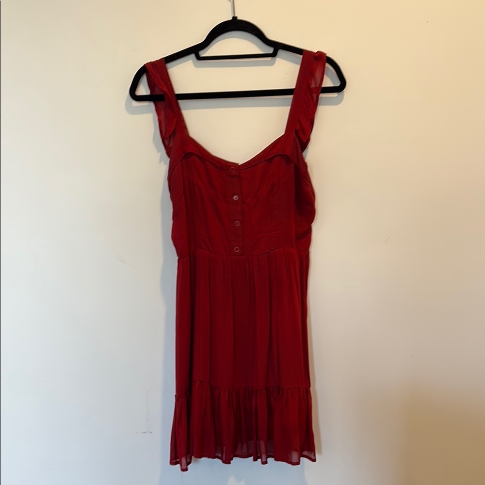 Reformation Red Pleated Mini Sundress